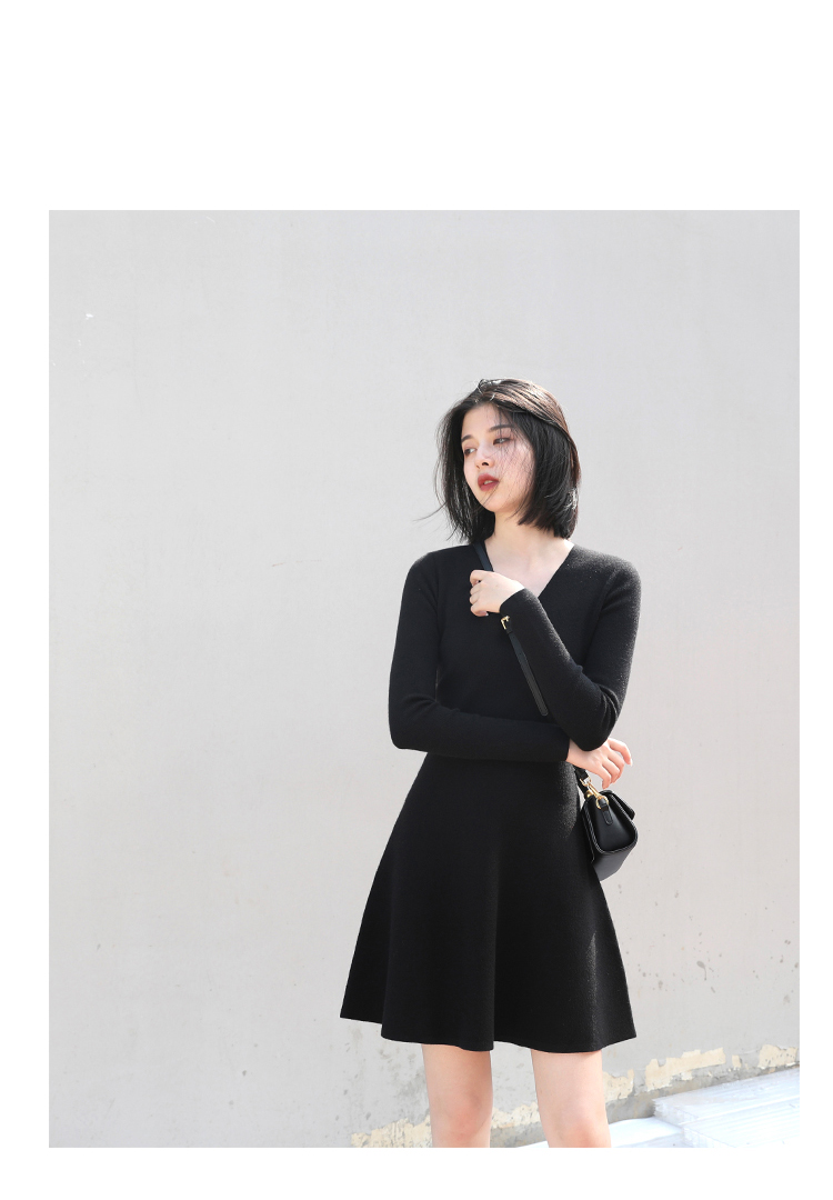 MsBlossom - Robe trapèze en tricot à col en V