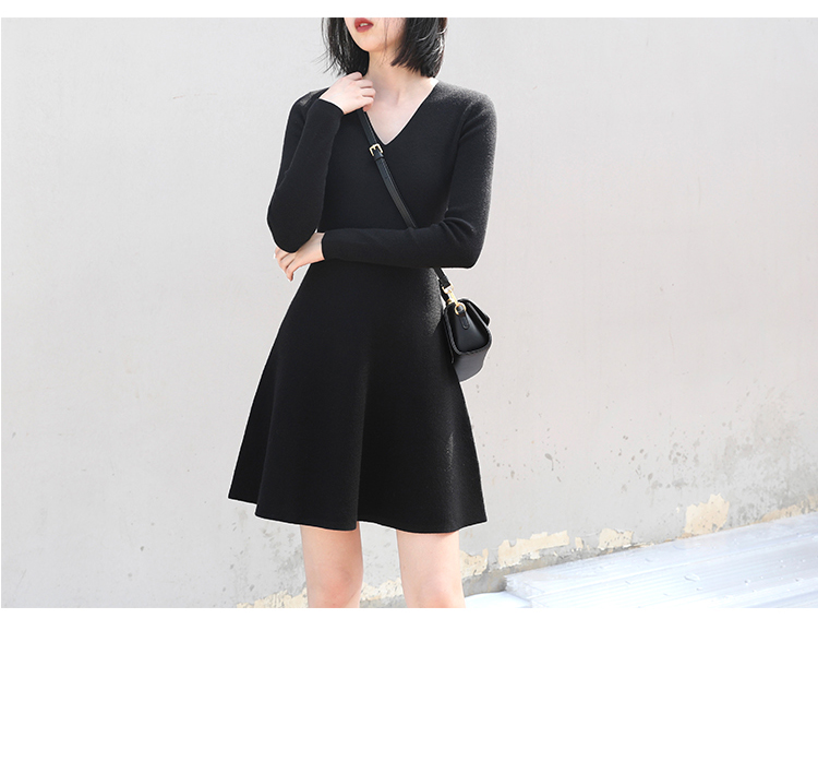 MsBlossom - Robe trapèze en tricot à col en V
