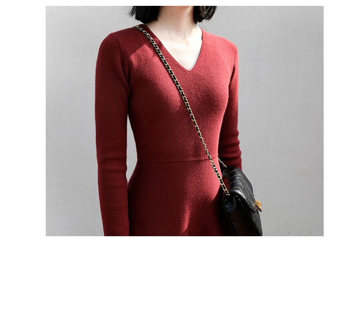 MsBlossom - Robe trapèze en tricot à col en V