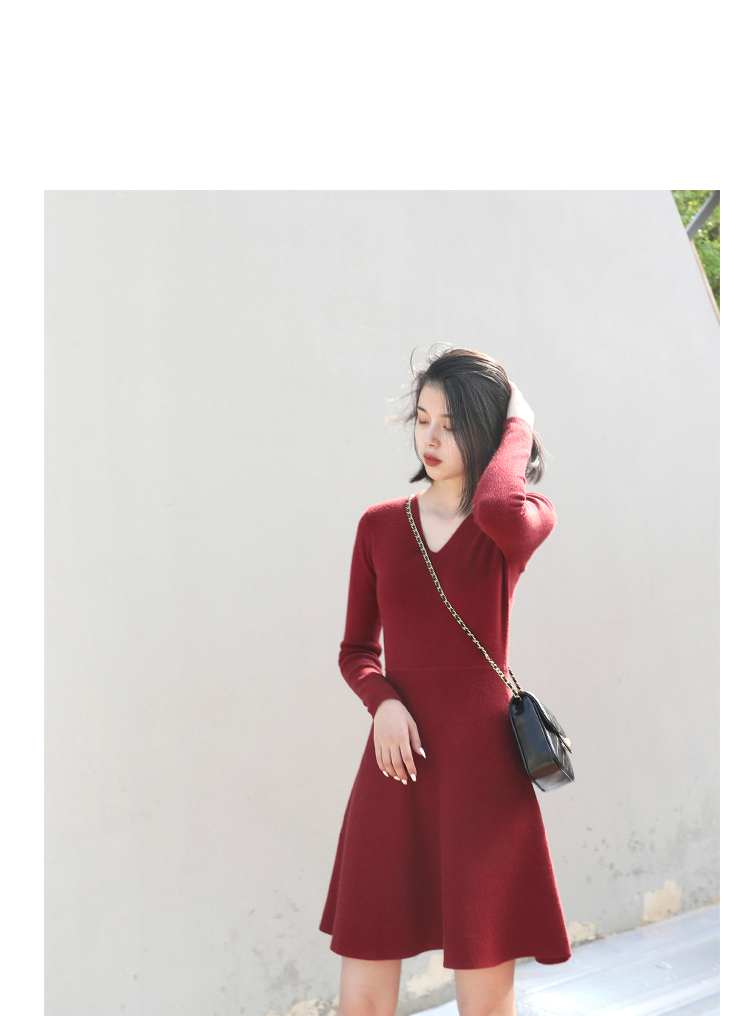 MsBlossom - Robe trapèze en tricot à col en V