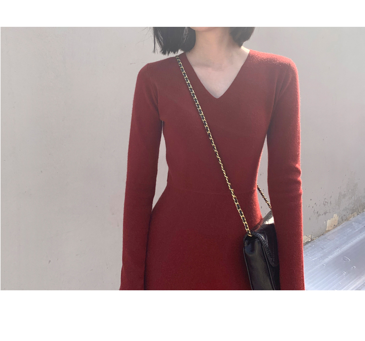 MsBlossom - Robe trapèze en tricot à col en V