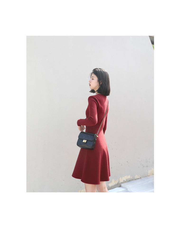 MsBlossom - Robe trapèze en tricot à col en V