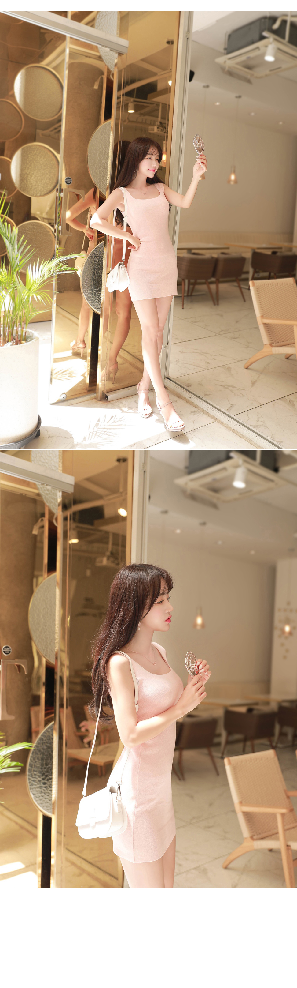 MyFiona - Square-Neck Mini Knit Tank Dress