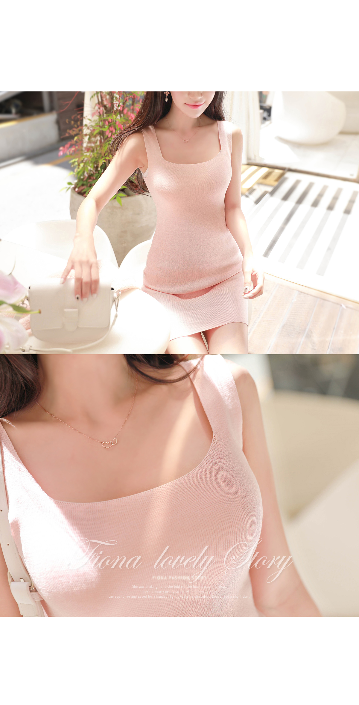 MyFiona - Square-Neck Mini Knit Tank Dress