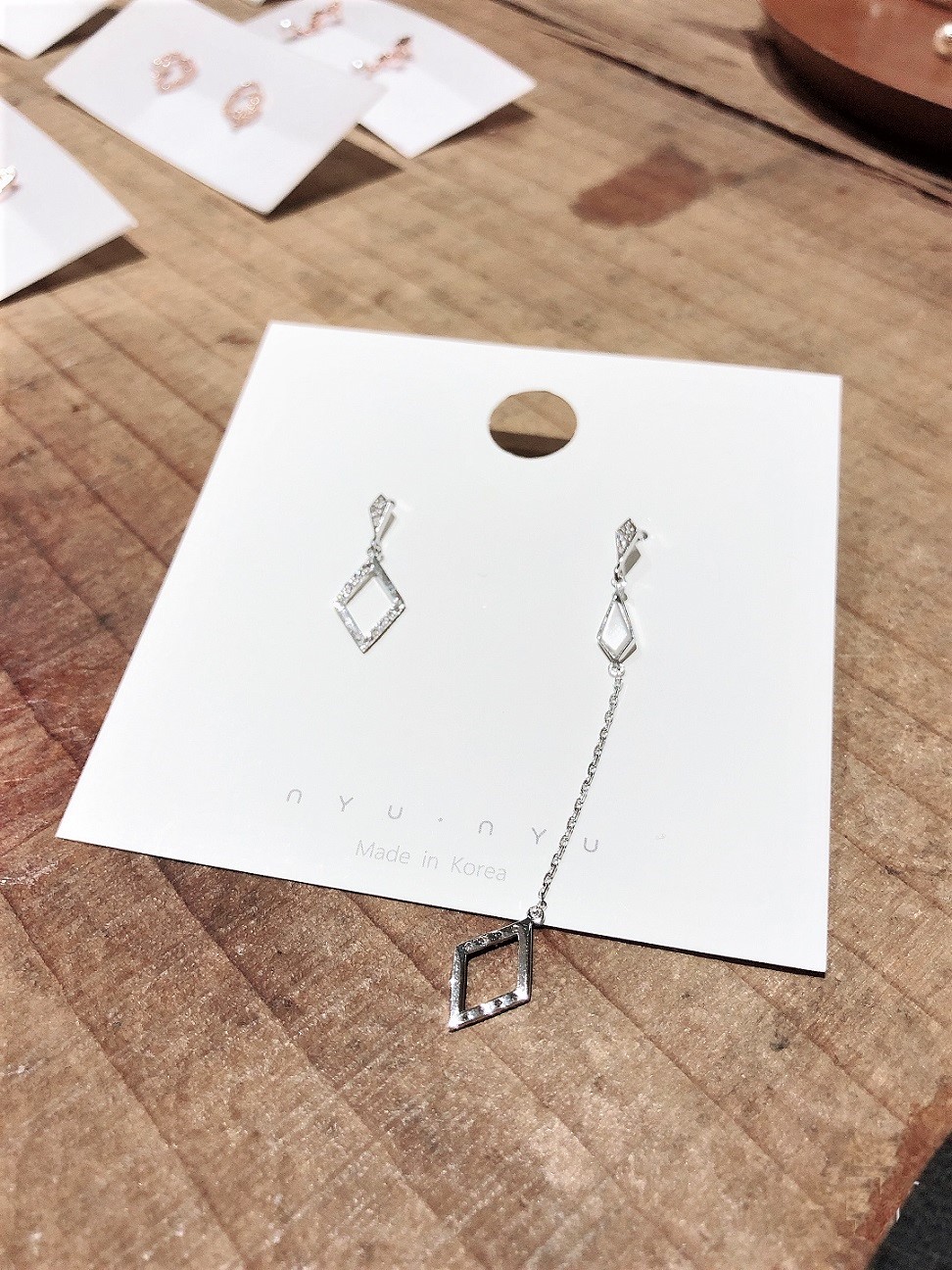 NYU NYU - 925 Sterling Silver Diamond Drop Earring