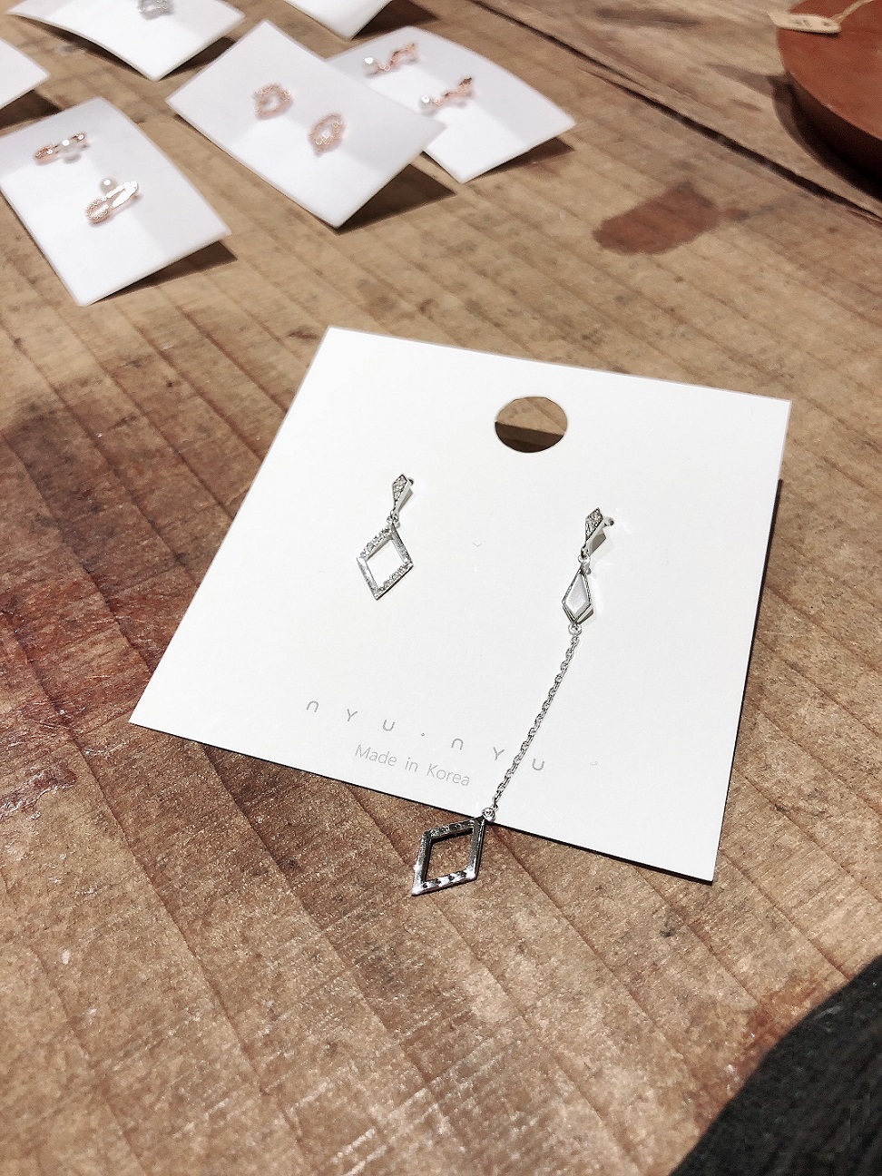 NYU NYU - 925 Sterling Silver Diamond Drop Earring