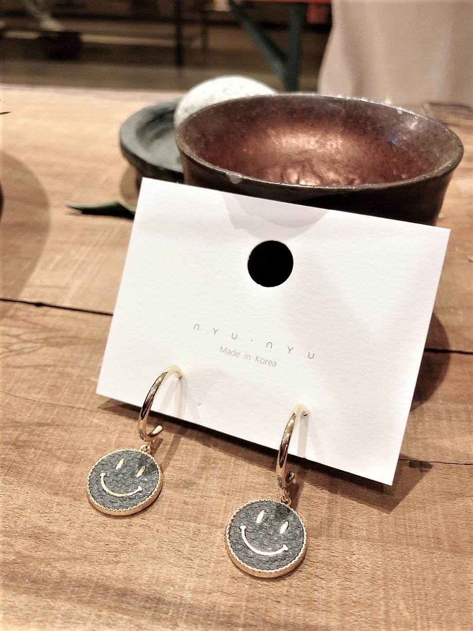 NYU NYU - Smiley Face Hoop Earrings