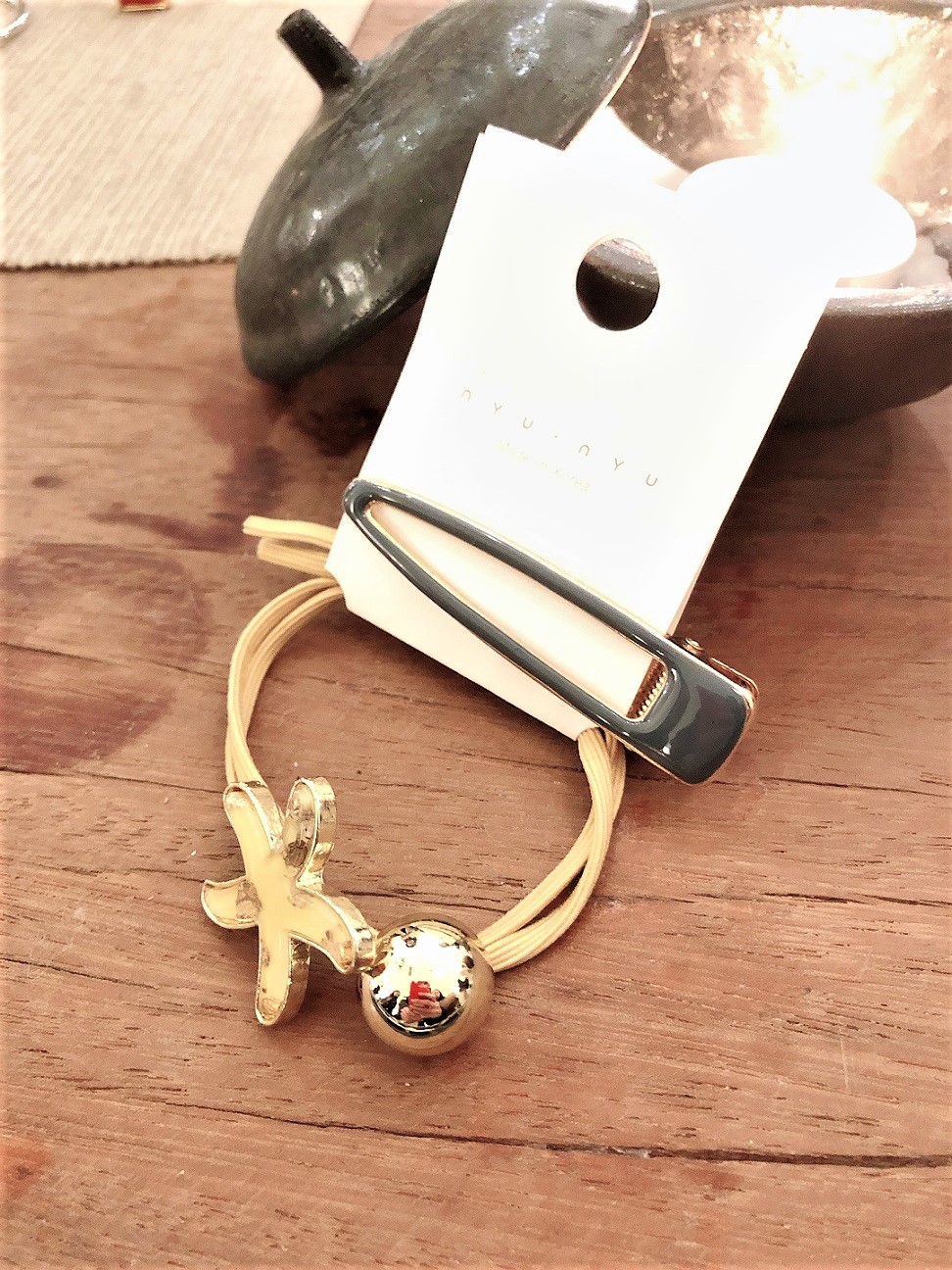 NYU NYU - Ensemble: Cravate Star Stud + Pince à cheveux unie