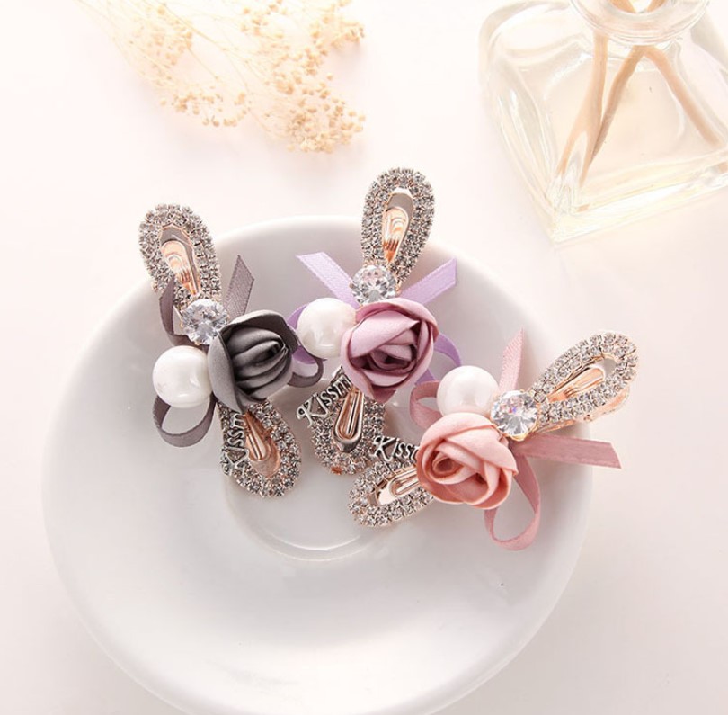 Stylevana - Pince à cheveux avec ruban en strass rose