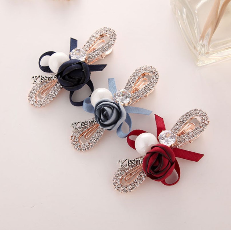 Stylevana - Pince à cheveux avec ruban en strass rose