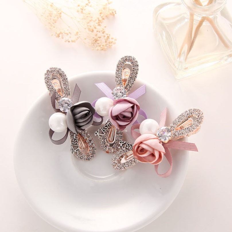 Stylevana - Pince à cheveux avec ruban en strass rose