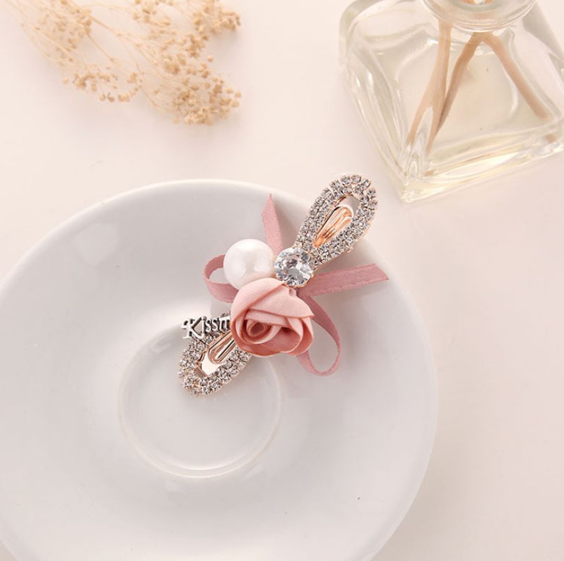 Stylevana - Pince à cheveux avec ruban en strass rose