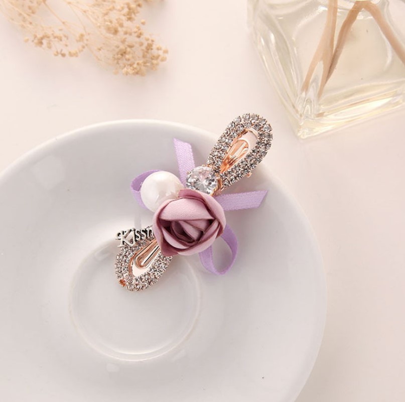 Stylevana - Pince à cheveux avec ruban en strass rose