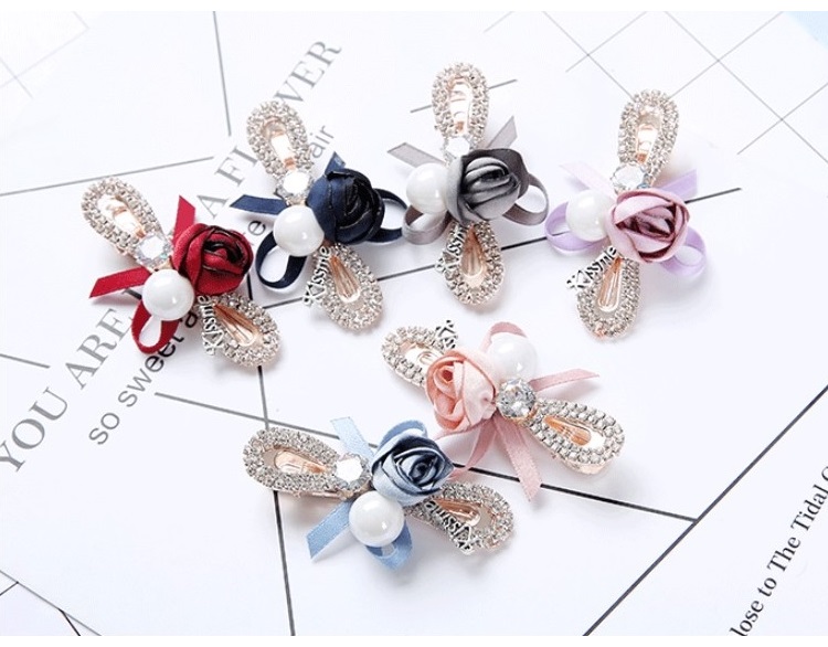 Stylevana - Pince à cheveux avec ruban en strass rose