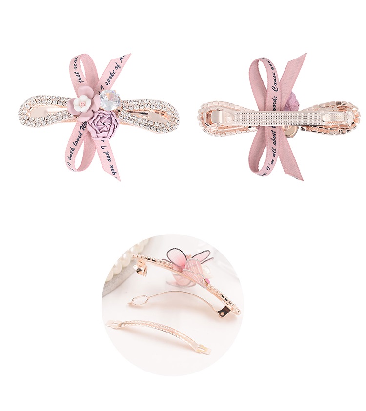 Stylevana - Pince à cheveux avec ruban en strass rose
