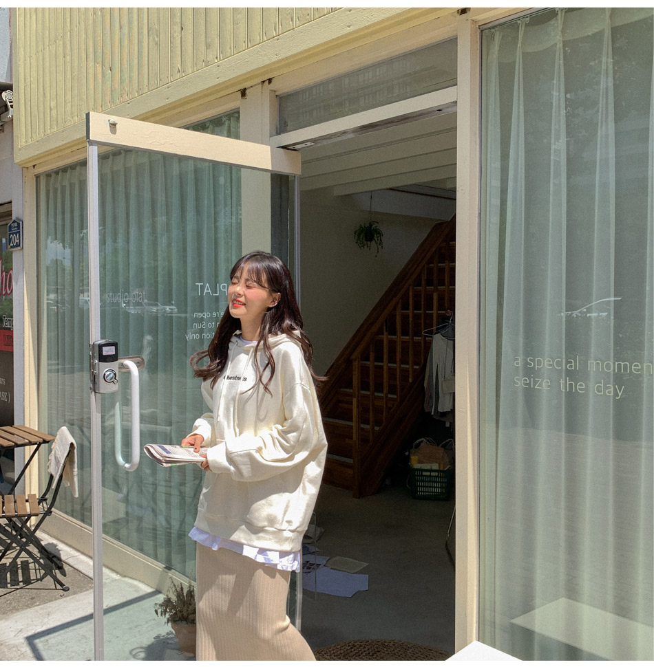 MERONGSHOP - Sweat à capuche oversize avec lettrage à épaules tombantes