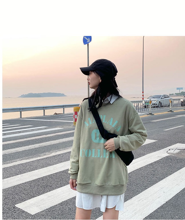 PinkGirl - Dropped Shoulder Lettering Printed Pullover