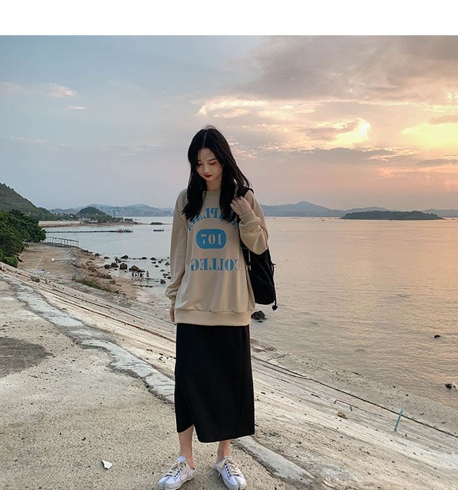 PinkGirl - Dropped Shoulder Lettering Printed Pullover