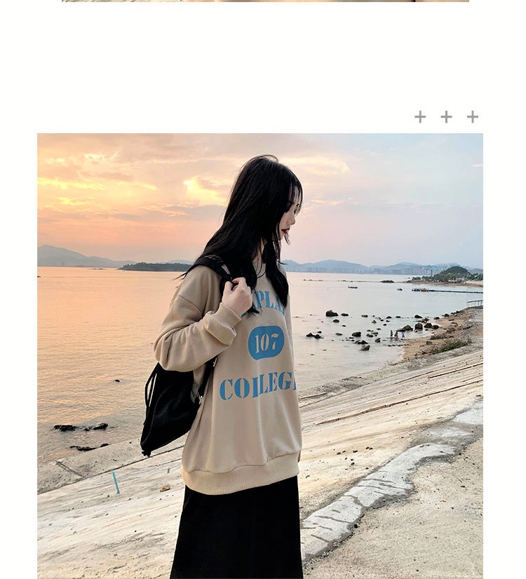 PinkGirl - Dropped Shoulder Lettering Printed Pullover