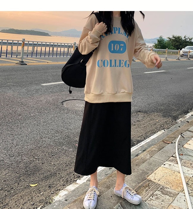 PinkGirl - Dropped Shoulder Lettering Printed Pullover