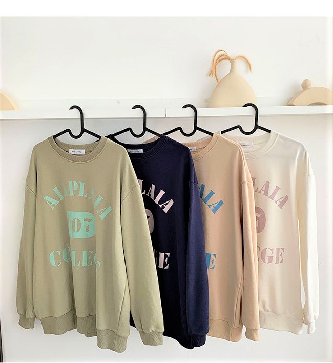 PinkGirl - Dropped Shoulder Lettering Printed Pullover