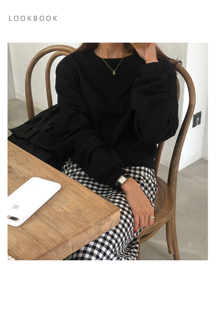Rosy.B - Dropped Shoulder Plain Pullover