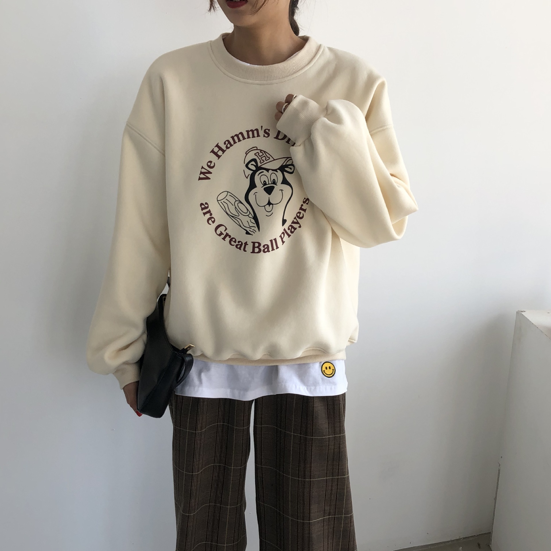 Rosy.B - Long-Sleeve Round-Neck Printed Pullover