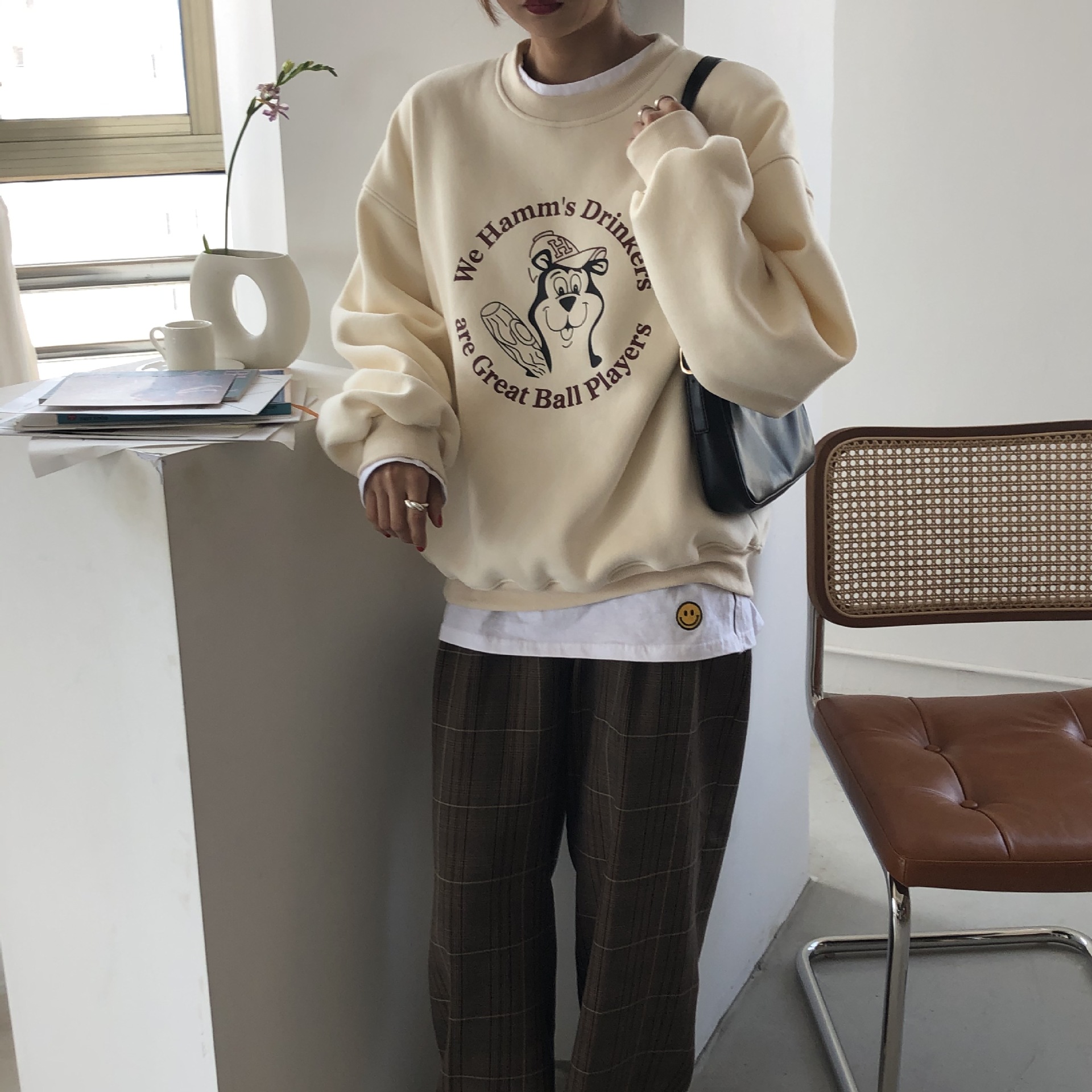 Rosy.B - Long-Sleeve Round-Neck Printed Pullover