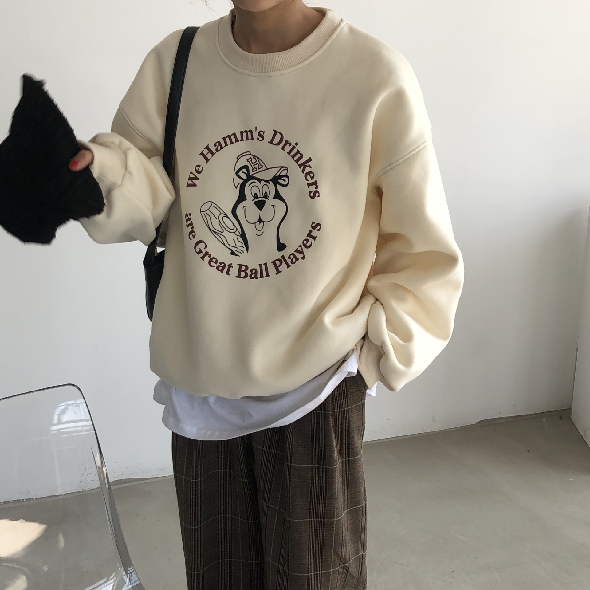 Rosy.B - Long-Sleeve Round-Neck Printed Pullover