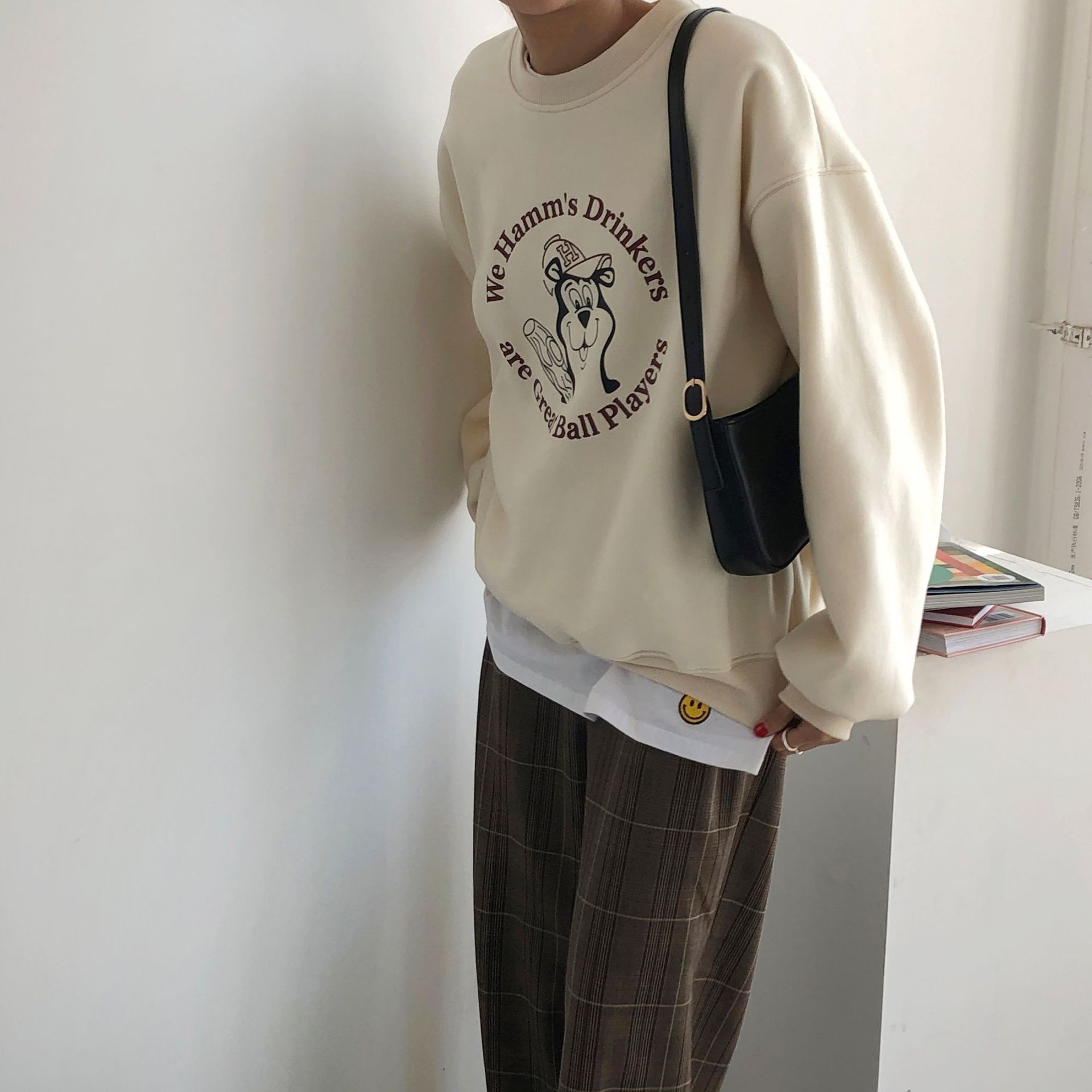 Rosy.B - Long-Sleeve Round-Neck Printed Pullover