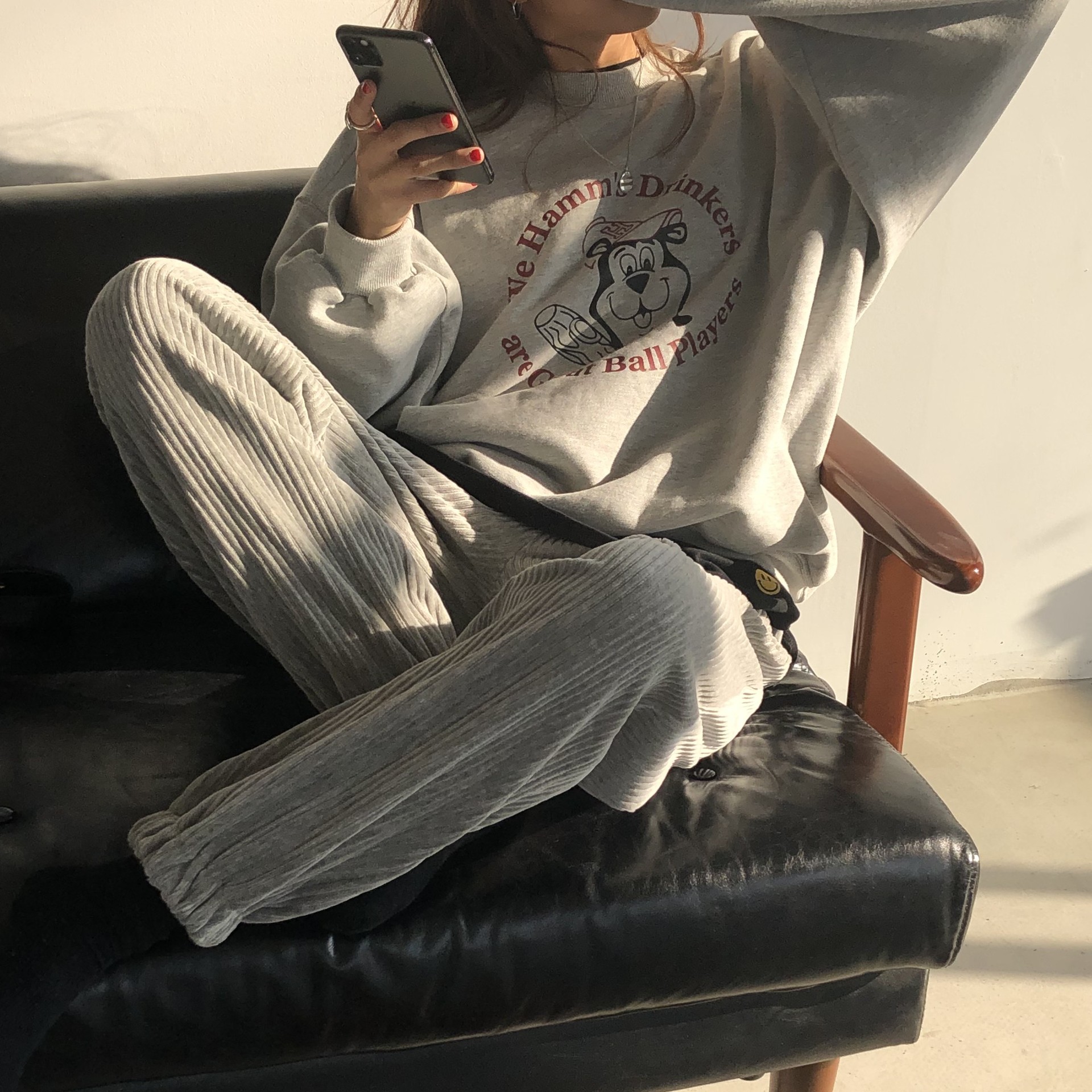 Rosy.B - Long-Sleeve Round-Neck Printed Pullover