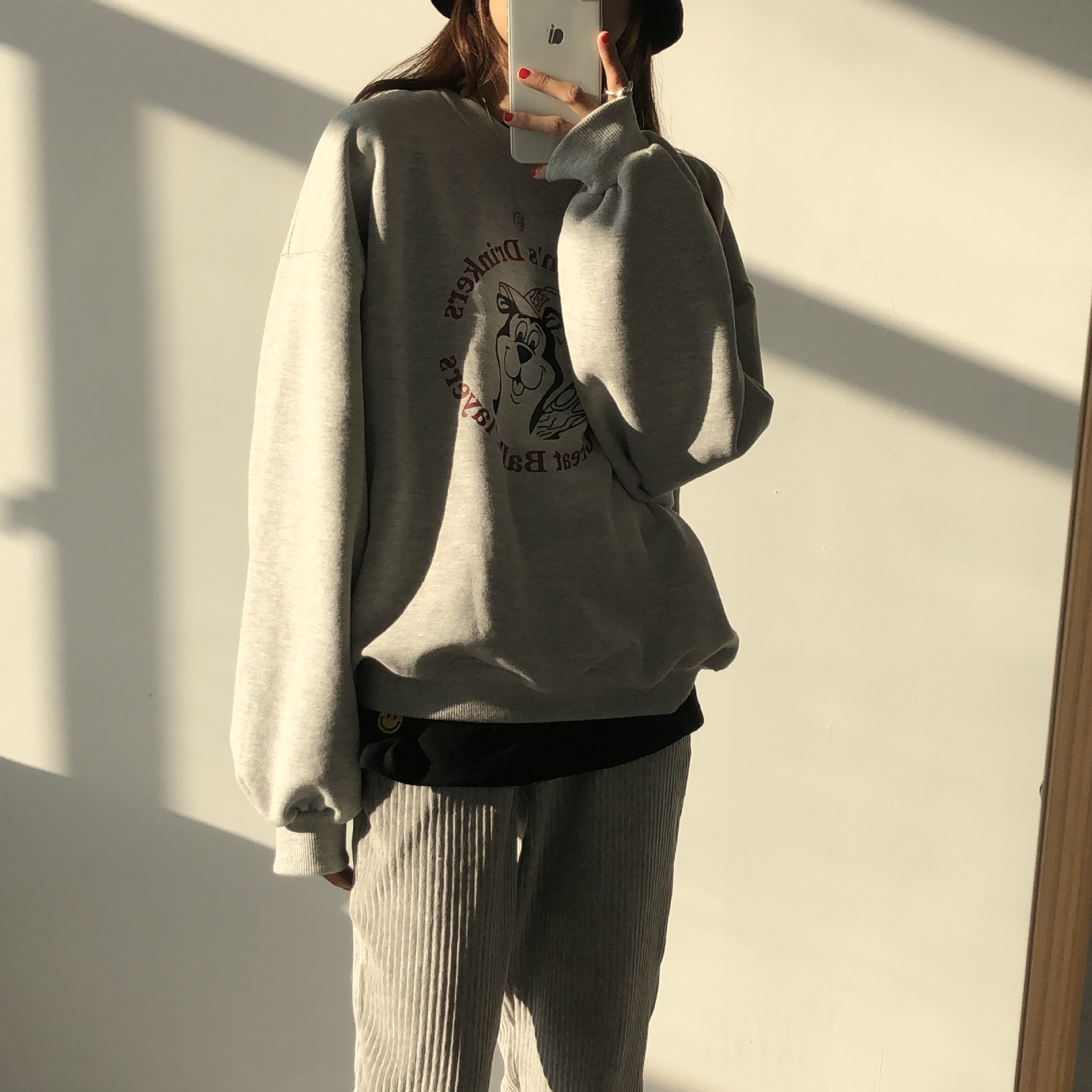 Rosy.B - Long-Sleeve Round-Neck Printed Pullover