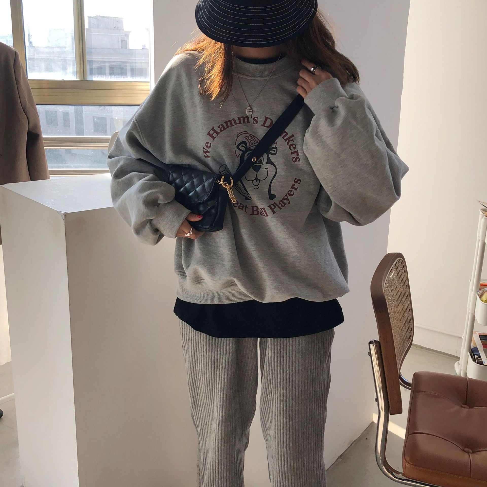 Rosy.B - Long-Sleeve Round-Neck Printed Pullover