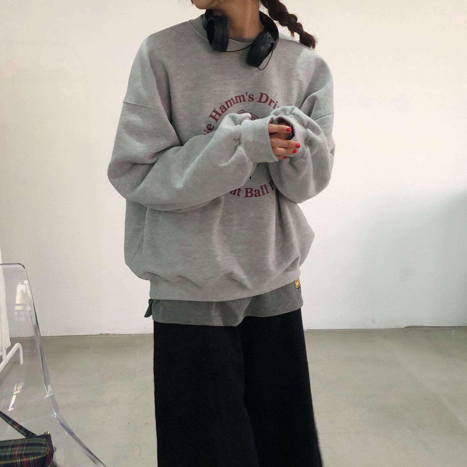 Rosy.B - Long-Sleeve Round-Neck Printed Pullover