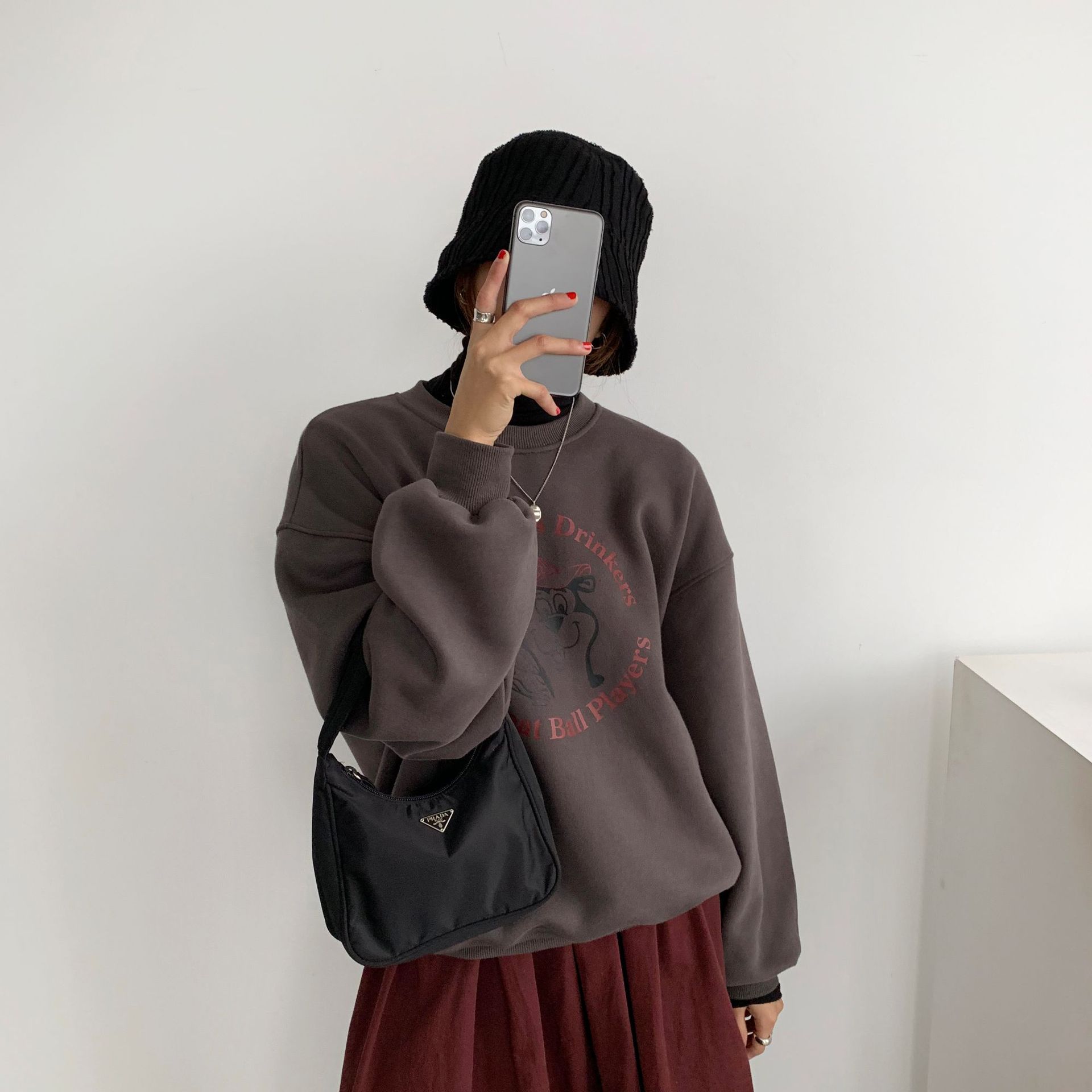 Rosy.B - Long-Sleeve Round-Neck Printed Pullover
