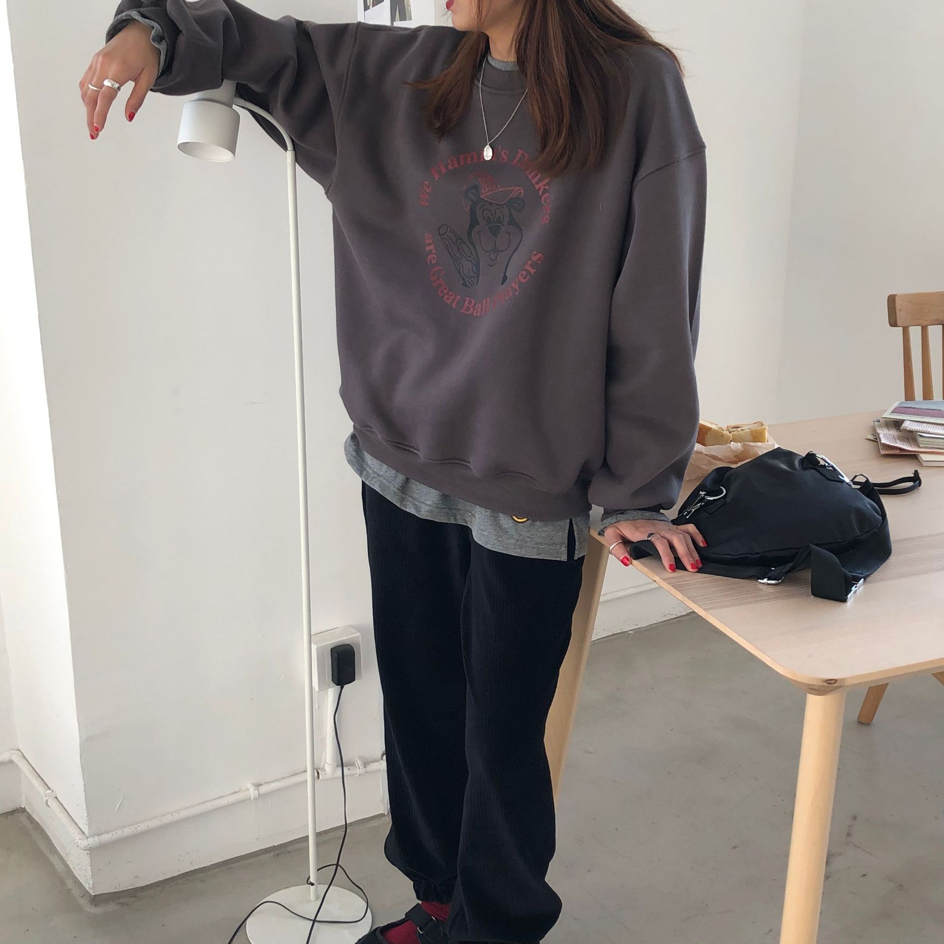 Rosy.B - Long-Sleeve Round-Neck Printed Pullover
