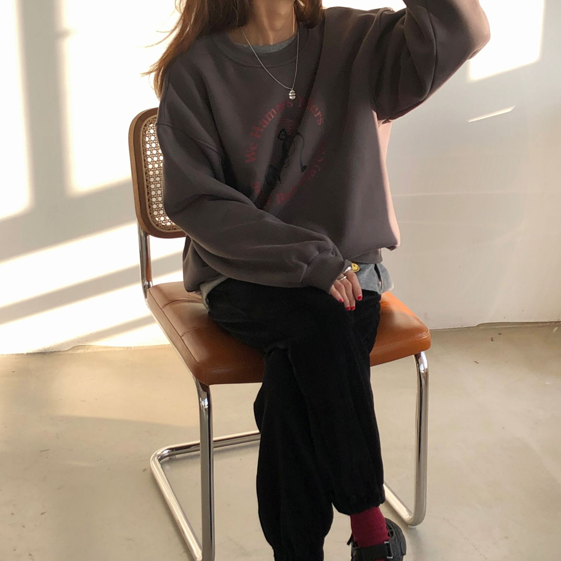 Rosy.B - Long-Sleeve Round-Neck Printed Pullover