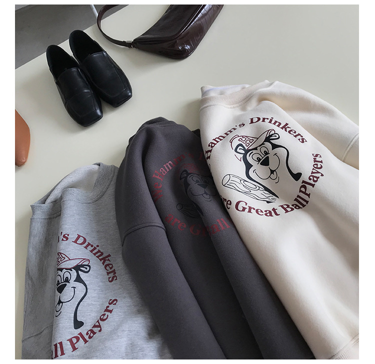 Rosy.B - Long-Sleeve Round-Neck Printed Pullover