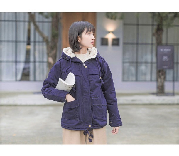 Dearest - Veste cargo à capuche poilue