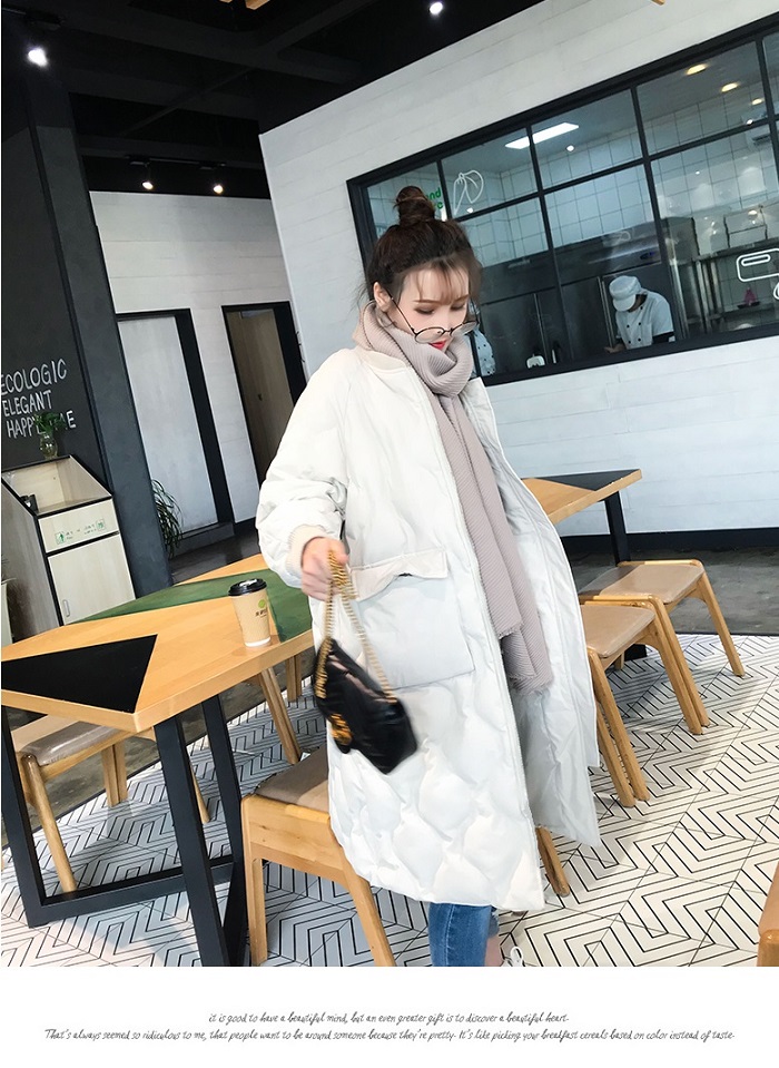 Dearest - Veste longue en duvet uni avec poches zippées