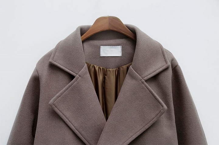 Icecream12 - Manteau long simple boutonnage uni avec ceinture