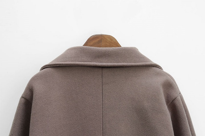 Icecream12 - Manteau long simple boutonnage uni avec ceinture