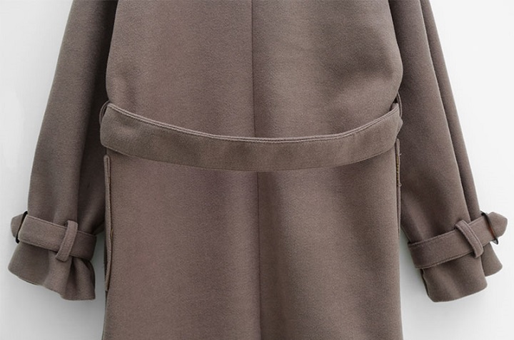 Icecream12 - Manteau long simple boutonnage uni avec ceinture