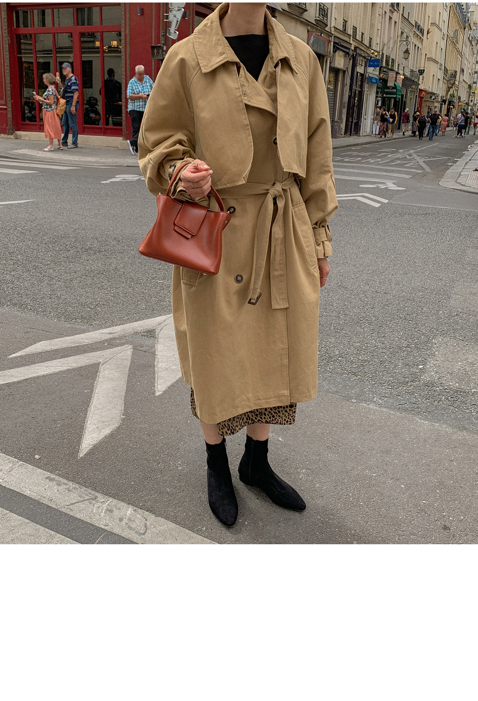 MERONGSHOP - Trench-coat croisé avec ceinture