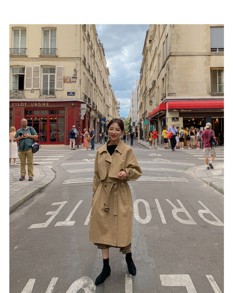 MERONGSHOP - Trench-coat croisé avec ceinture