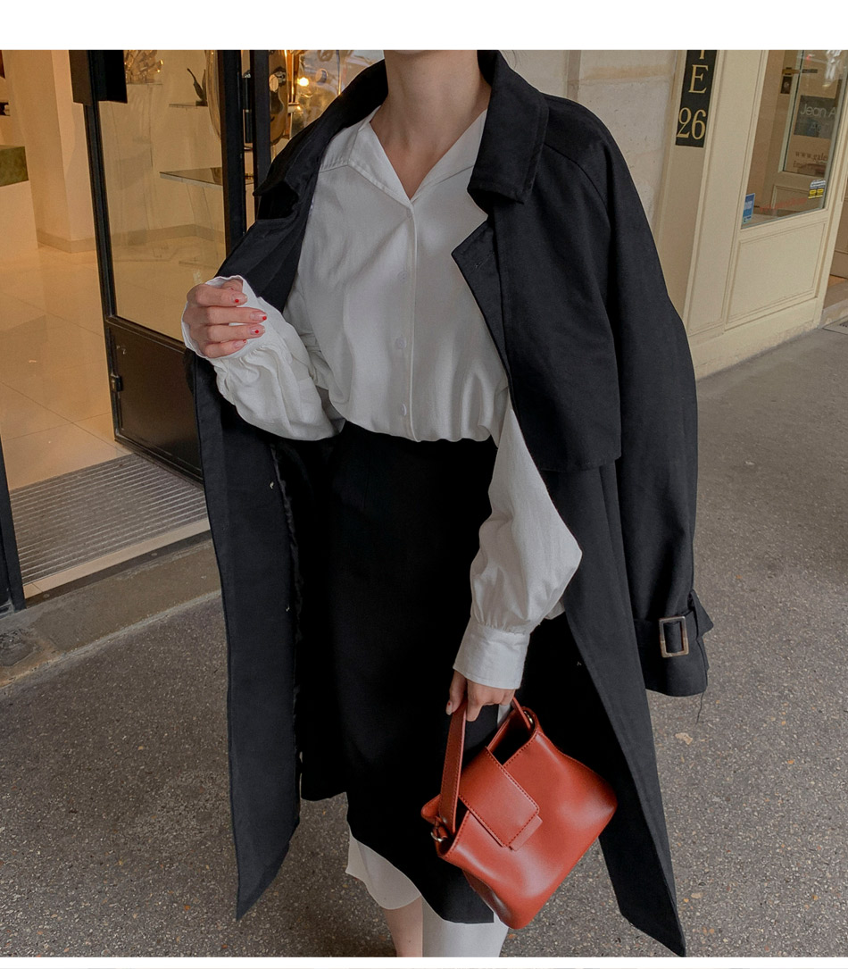MERONGSHOP - Trench-coat croisé avec ceinture