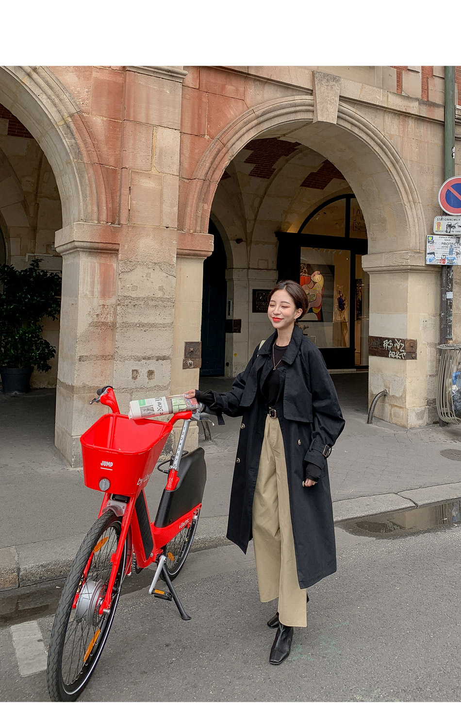MERONGSHOP - Trench-coat croisé avec ceinture