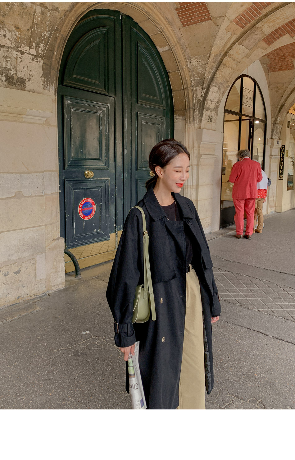 MERONGSHOP - Trench-coat croisé avec ceinture