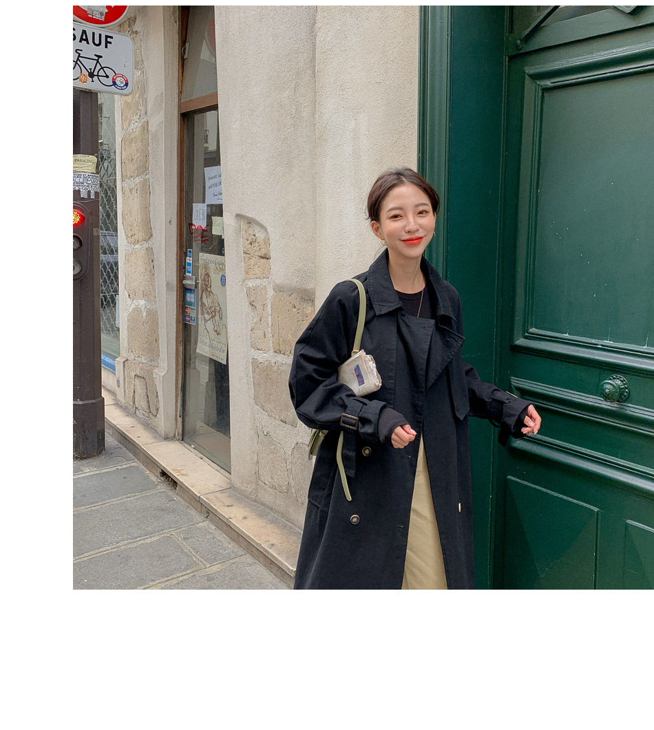 MERONGSHOP - Trench-coat croisé avec ceinture