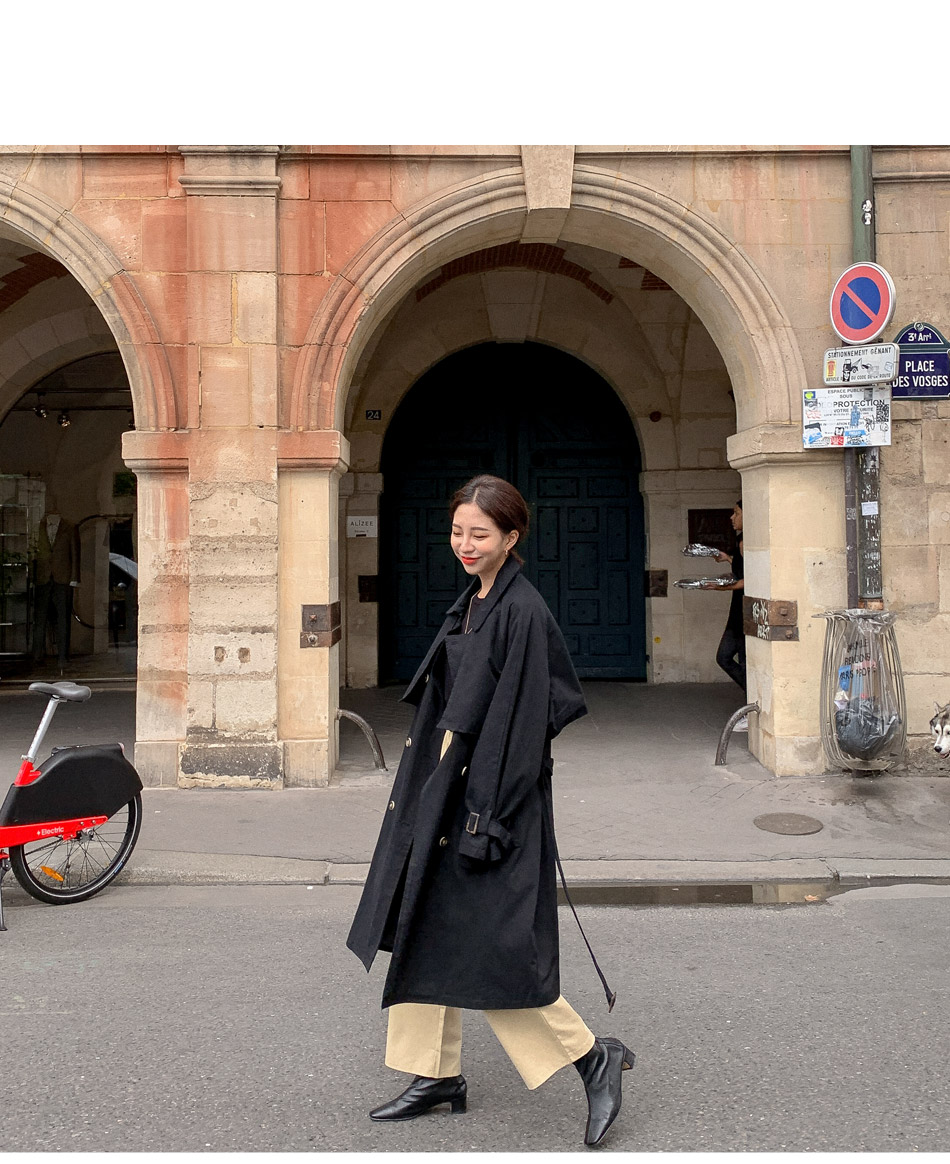 MERONGSHOP - Trench-coat croisé avec ceinture